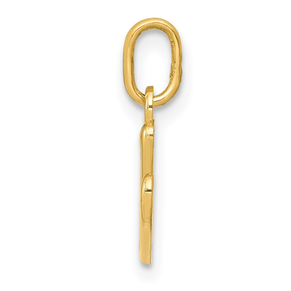 Alternate view of the 14k Yellow Gold, Claire Collection Mini Lower Case Initial V Charm by The Black Bow Jewelry Co.