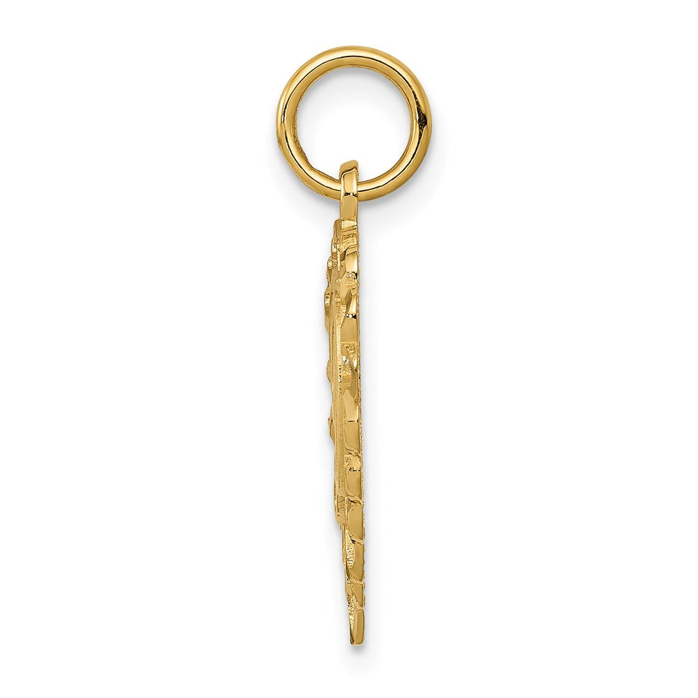 Alternate view of the 14k Yellow Gold, Grace Collection, Satin Heart Initial D Pendant, 15mm by The Black Bow Jewelry Co.