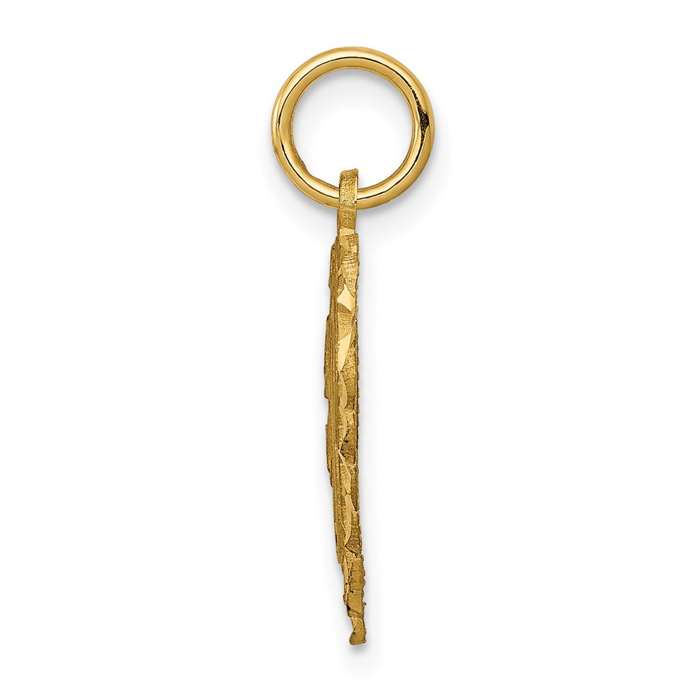 Alternate view of the 14k Yellow Gold, Grace Collection, Satin Heart Initial E Pendant, 15mm by The Black Bow Jewelry Co.