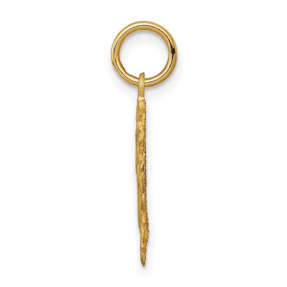 Alternate view of the 14k Yellow Gold, Grace Collection, Satin Heart Initial F Pendant, 15mm by The Black Bow Jewelry Co.