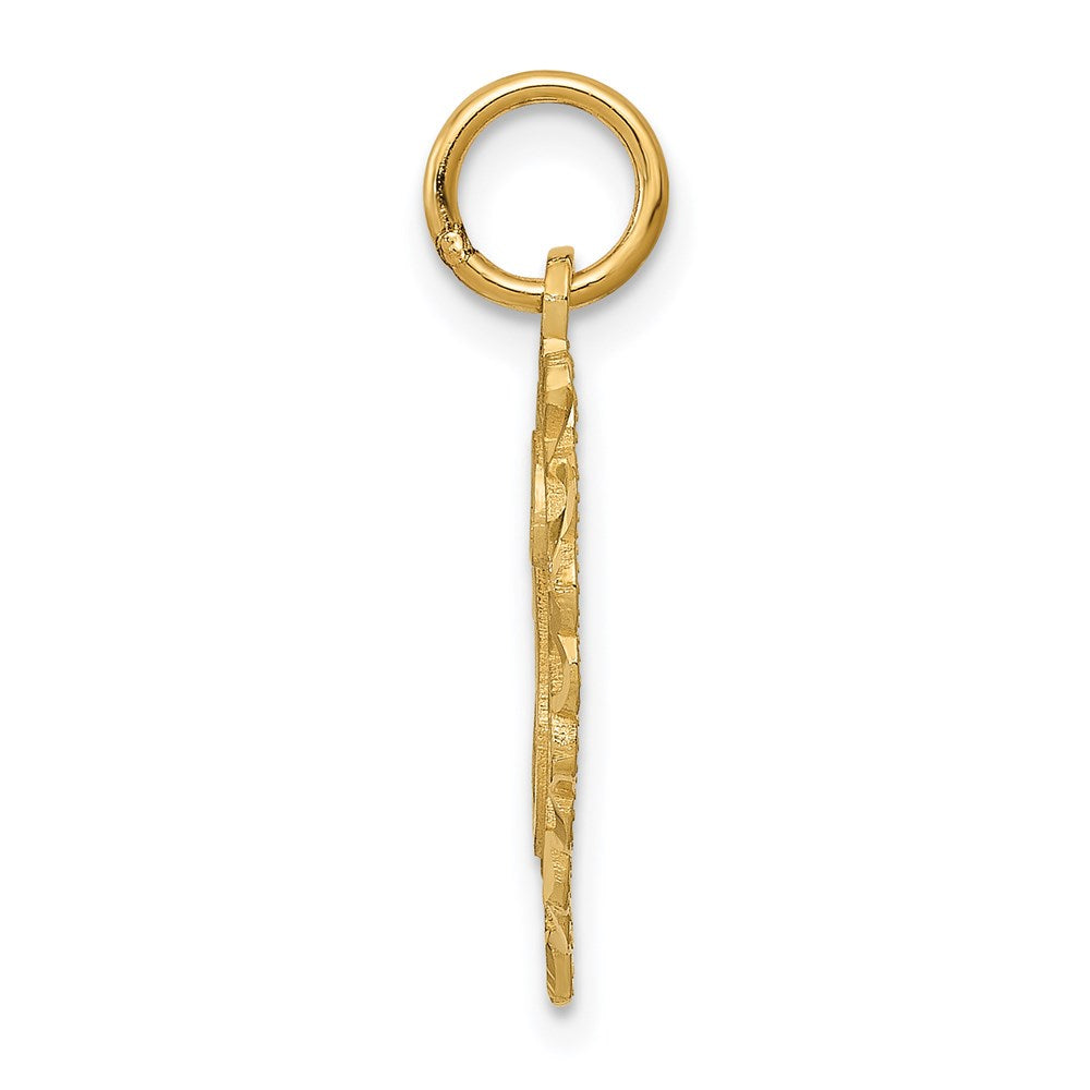 Alternate view of the 14k Yellow Gold, Grace Collection, Satin Heart Initial G Pendant, 15mm by The Black Bow Jewelry Co.