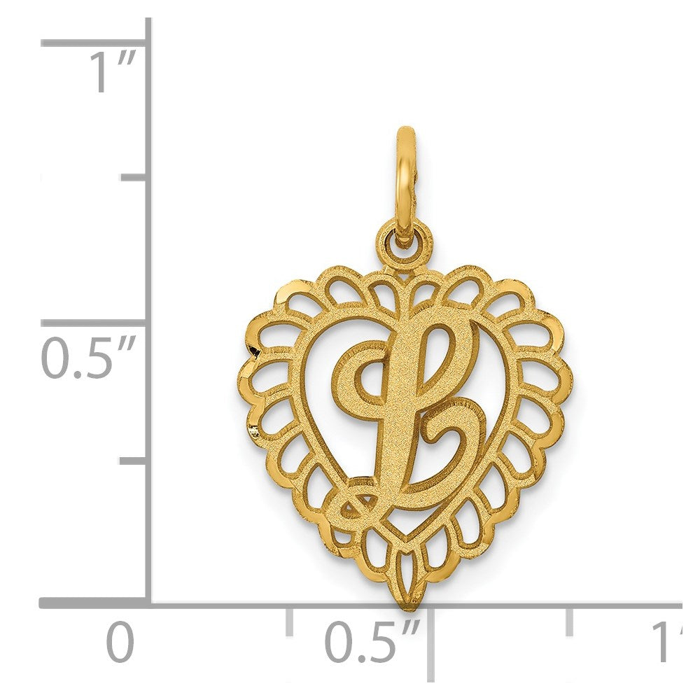 Alternate view of the 14k Yellow Gold, Grace Collection, Satin Heart Initial L Pendant, 15mm by The Black Bow Jewelry Co.