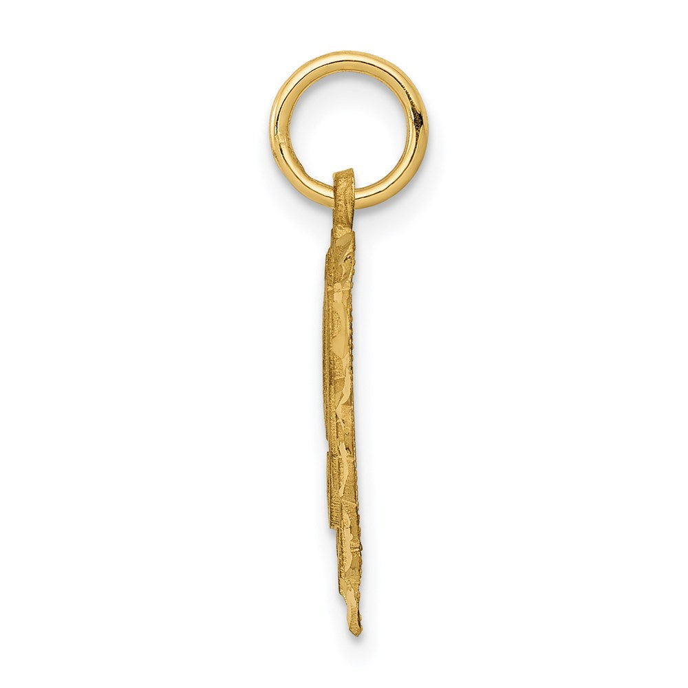 Alternate view of the 14k Yellow Gold, Grace Collection, Satin Heart Initial R Pendant, 15mm by The Black Bow Jewelry Co.