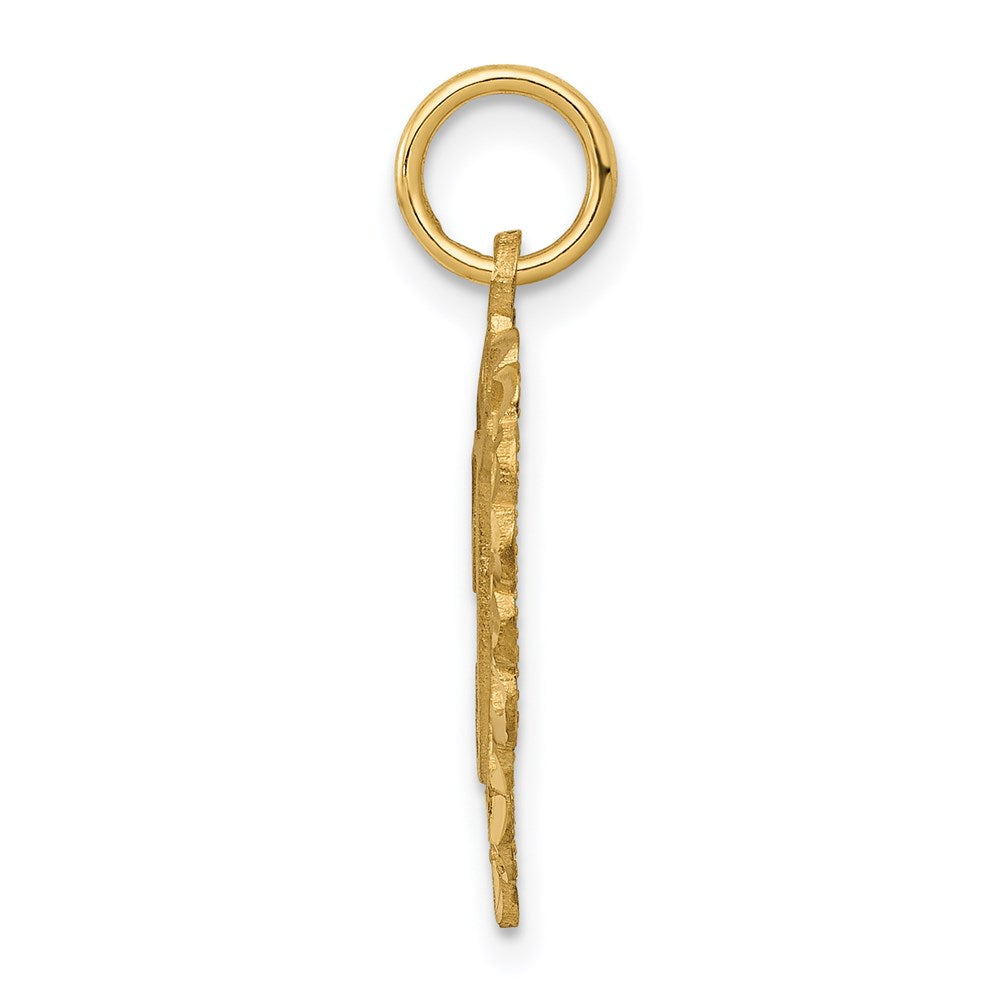 Alternate view of the 14k Yellow Gold, Grace Collection, Satin Heart Initial T Pendant, 15mm by The Black Bow Jewelry Co.