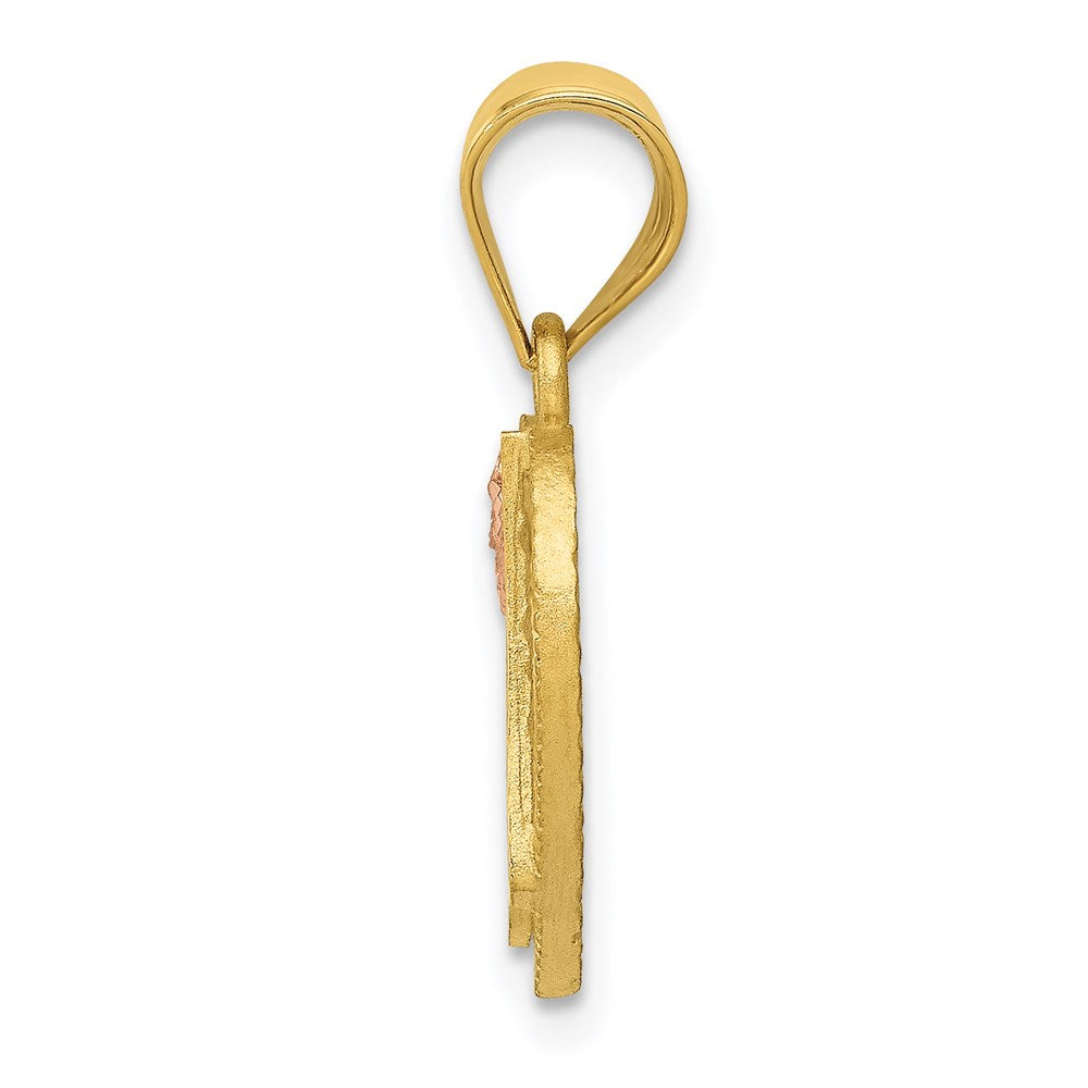 Alternate view of the 14k Two Tone Gold Grace Collection 15mm Heart Initial A Pendant by The Black Bow Jewelry Co.