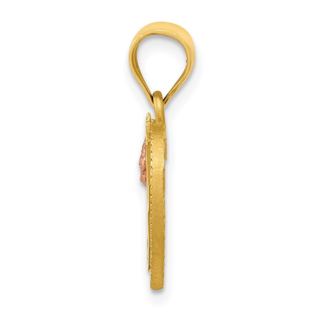 Alternate view of the 14k Two Tone Gold Grace Collection 15mm Heart Initial F Pendant by The Black Bow Jewelry Co.