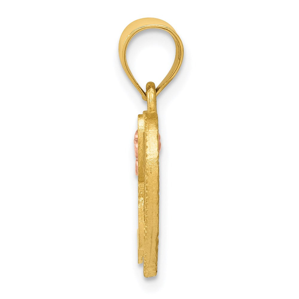 Alternate view of the 14k Two Tone Gold Grace Collection 15mm Heart Initial H Pendant by The Black Bow Jewelry Co.