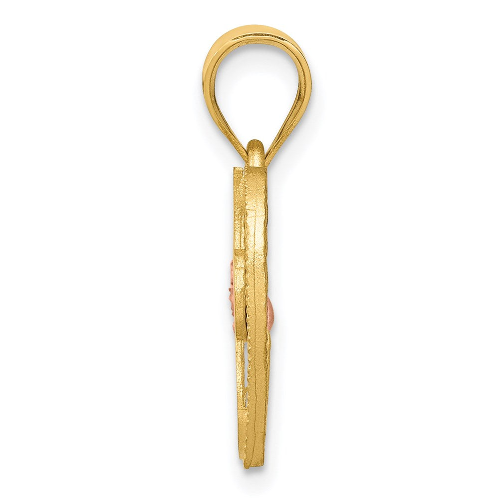 Alternate view of the 14k Two Tone Gold Grace Collection 15mm Heart Initial I Pendant by The Black Bow Jewelry Co.