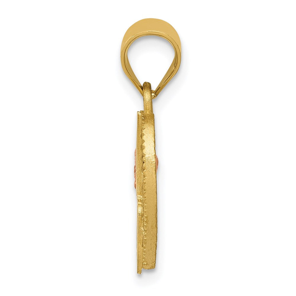 Alternate view of the 14k Two Tone Gold Grace Collection 15mm Heart Initial J Pendant by The Black Bow Jewelry Co.