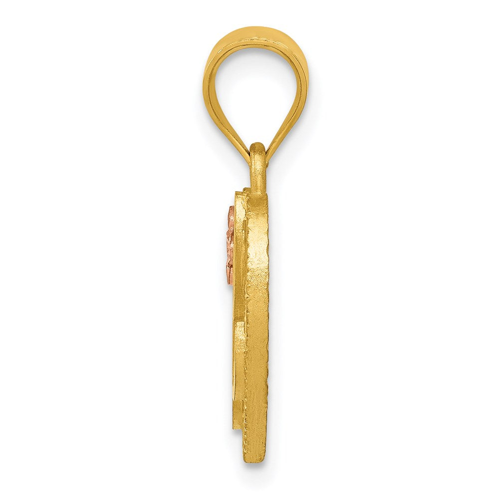 Alternate view of the 14k Two Tone Gold Grace Collection 15mm Heart Initial L Pendant by The Black Bow Jewelry Co.