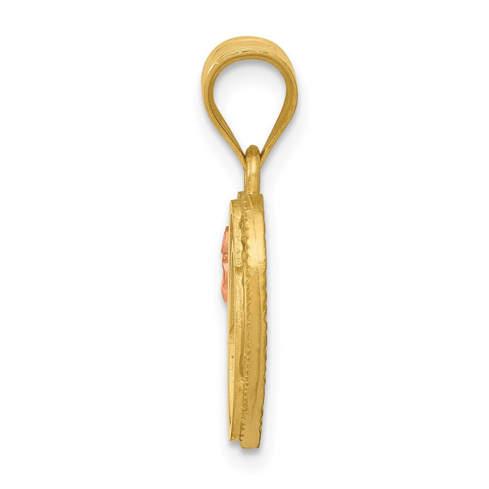 Alternate view of the 14k Two Tone Gold Grace Collection 15mm Heart Initial O Pendant by The Black Bow Jewelry Co.