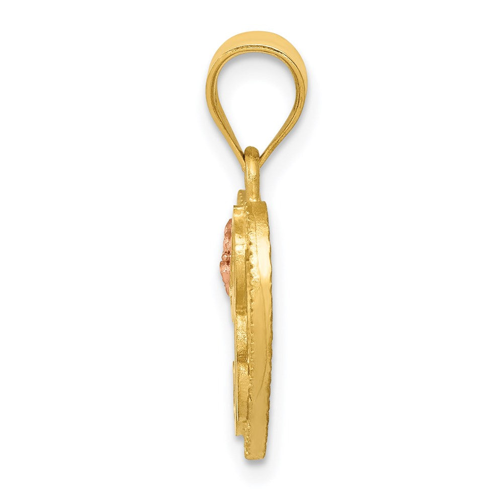 Alternate view of the 14k Two Tone Gold Grace Collection 15mm Heart Initial R Pendant by The Black Bow Jewelry Co.