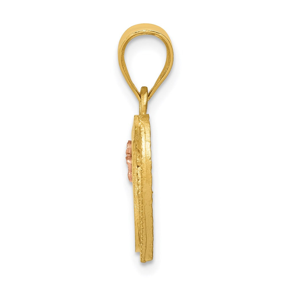 Alternate view of the 14k Two Tone Gold Grace Collection 15mm Heart Initial T Pendant by The Black Bow Jewelry Co.