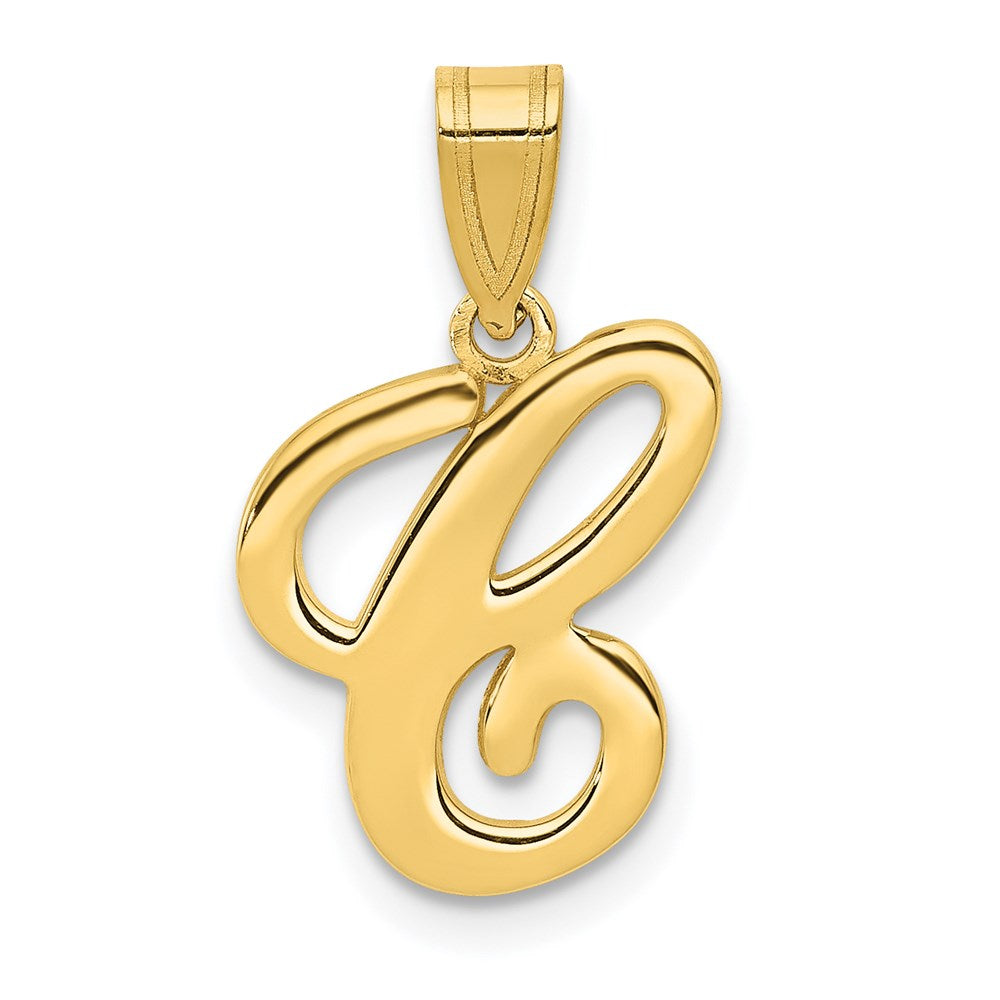 14k Yellow Gold, Mimi Collection, Small Script Initial C Pendant, Item P10427-C by The Black Bow Jewelry Co.