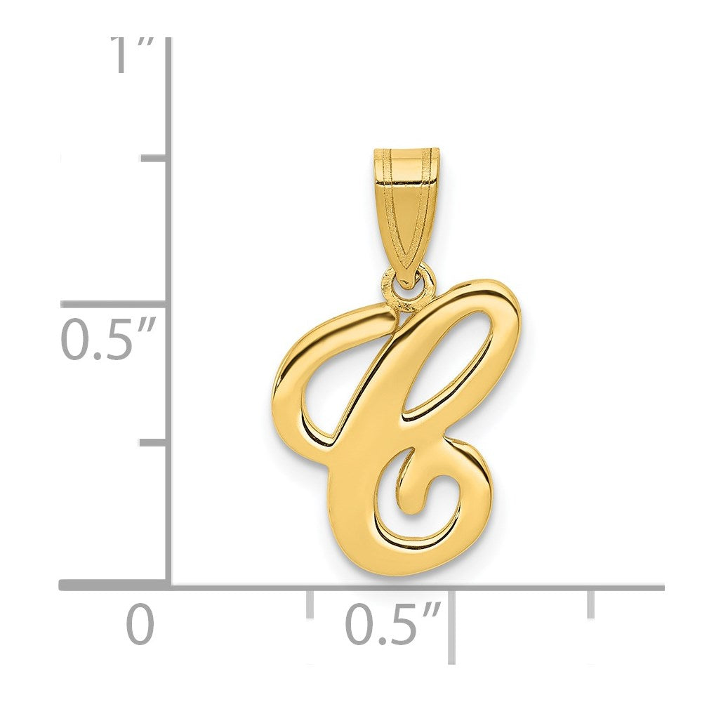 Alternate view of the 14k Yellow Gold, Mimi Collection, Small Script Initial C Pendant by The Black Bow Jewelry Co.