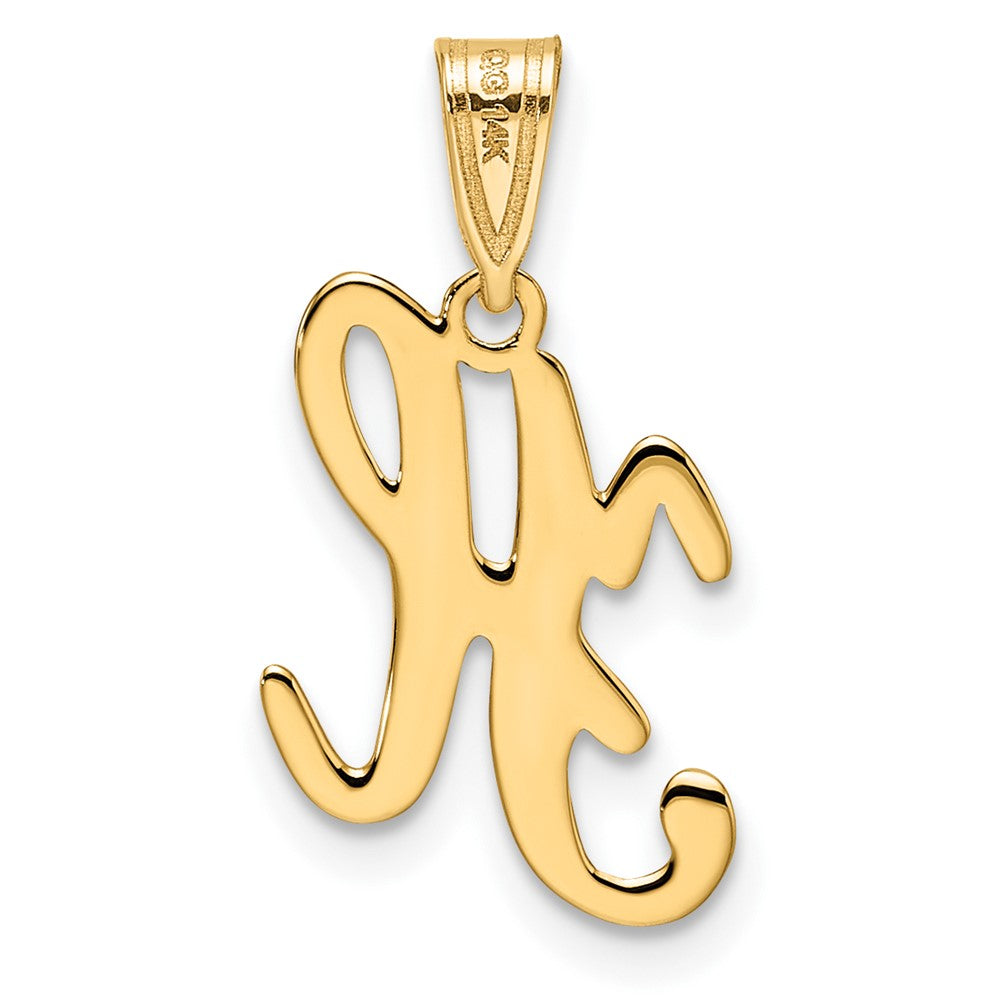 Alternate view of the 14k Yellow Gold, Mimi Collection, Small Script Initial H Pendant by The Black Bow Jewelry Co.