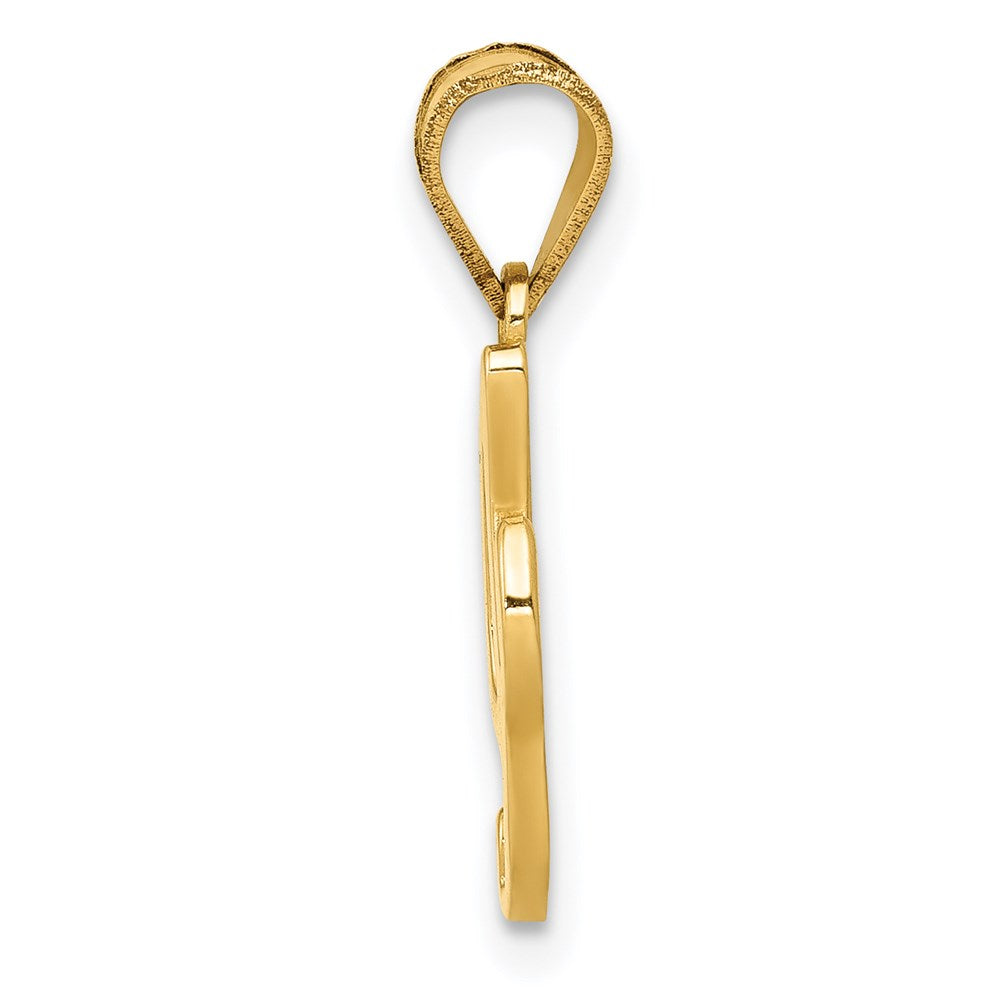 Alternate view of the 14k Yellow Gold, Mimi Collection, Small Script Initial I Pendant by The Black Bow Jewelry Co.