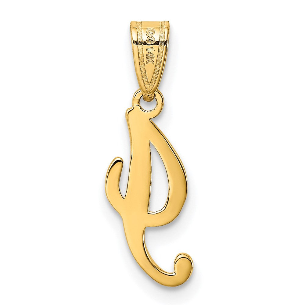 Alternate view of the 14k Yellow Gold, Mimi Collection, Small Script Initial I Pendant by The Black Bow Jewelry Co.