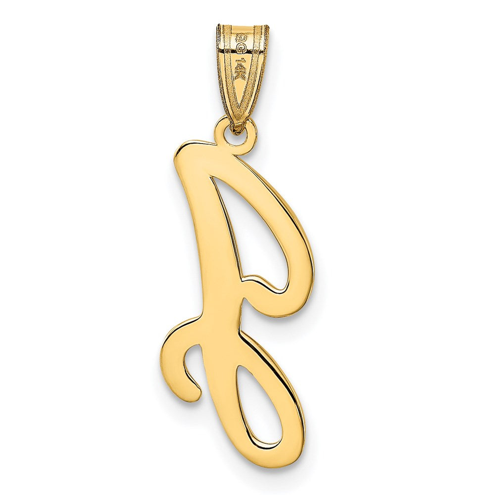 Alternate view of the 14k Yellow Gold, Mimi Collection, Small Script Initial J Pendant by The Black Bow Jewelry Co.