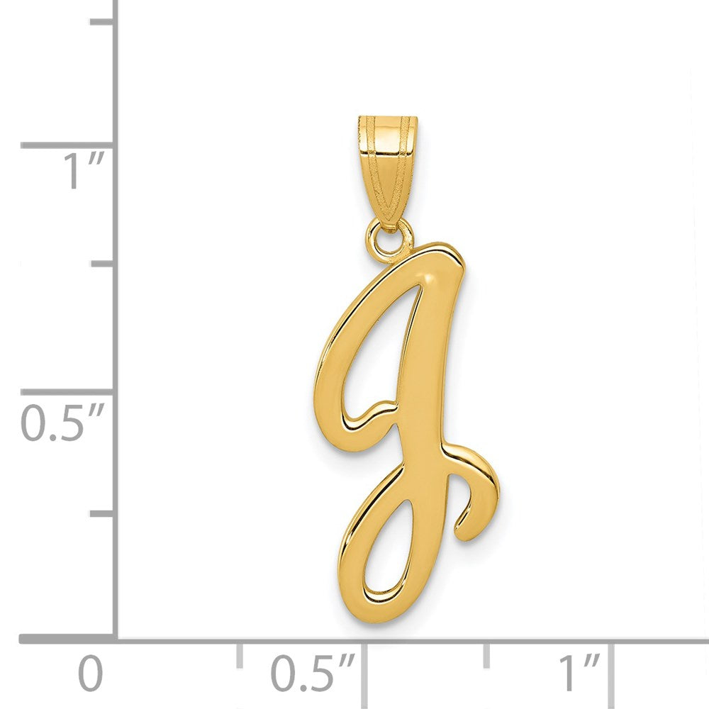 Alternate view of the 14k Yellow Gold, Mimi Collection, Small Script Initial J Pendant by The Black Bow Jewelry Co.