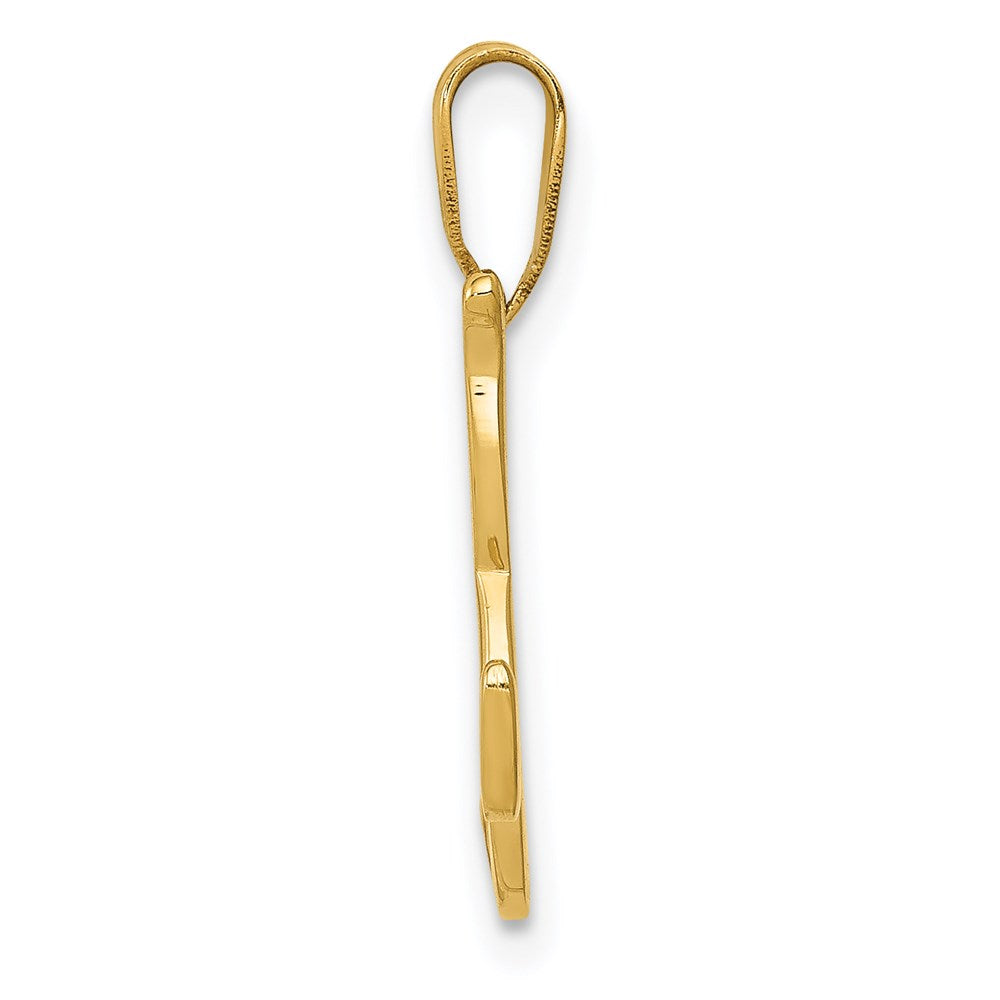 Alternate view of the 14k Yellow Gold, Mimi Collection, Small Script Initial K Pendant by The Black Bow Jewelry Co.