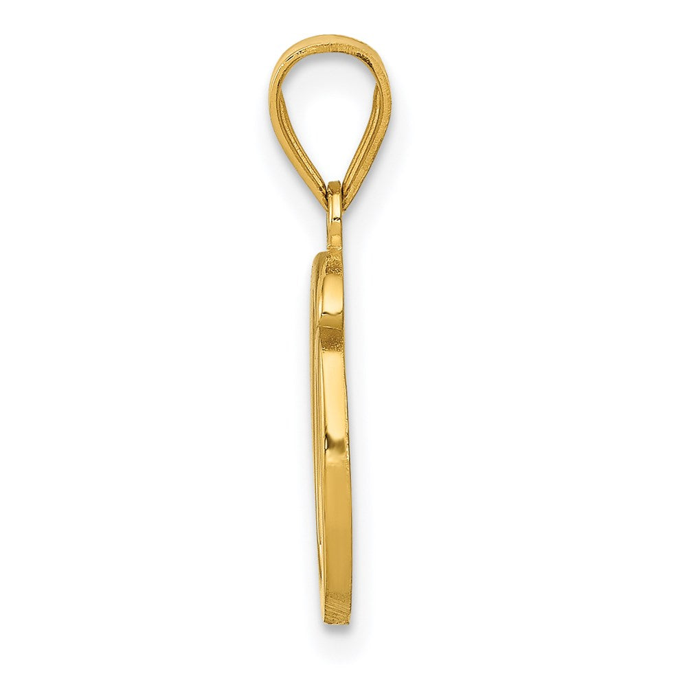 Alternate view of the 14k Yellow Gold, Mimi Collection, Small Script Initial O Pendant by The Black Bow Jewelry Co.