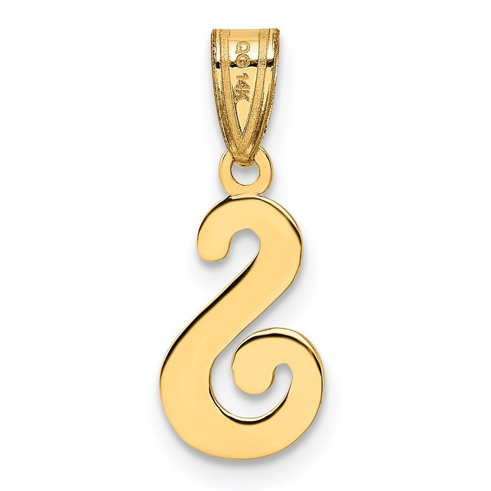 Alternate view of the 14k Yellow Gold, Mimi Collection, Small Script Initial S Pendant by The Black Bow Jewelry Co.