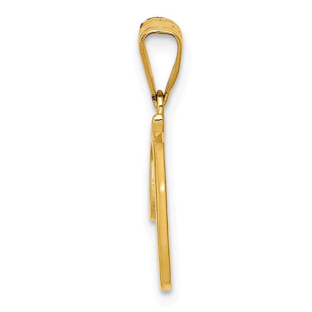 Alternate view of the 14k Yellow Gold, Mimi Collection, Small Script Initial T Pendant by The Black Bow Jewelry Co.
