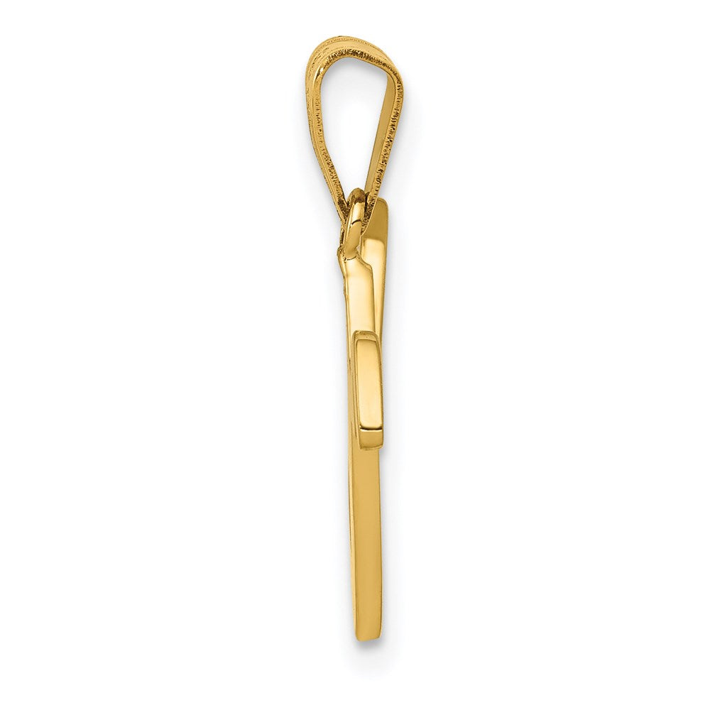 Alternate view of the 14k Yellow Gold, Mimi Collection, Small Script Initial V Pendant by The Black Bow Jewelry Co.