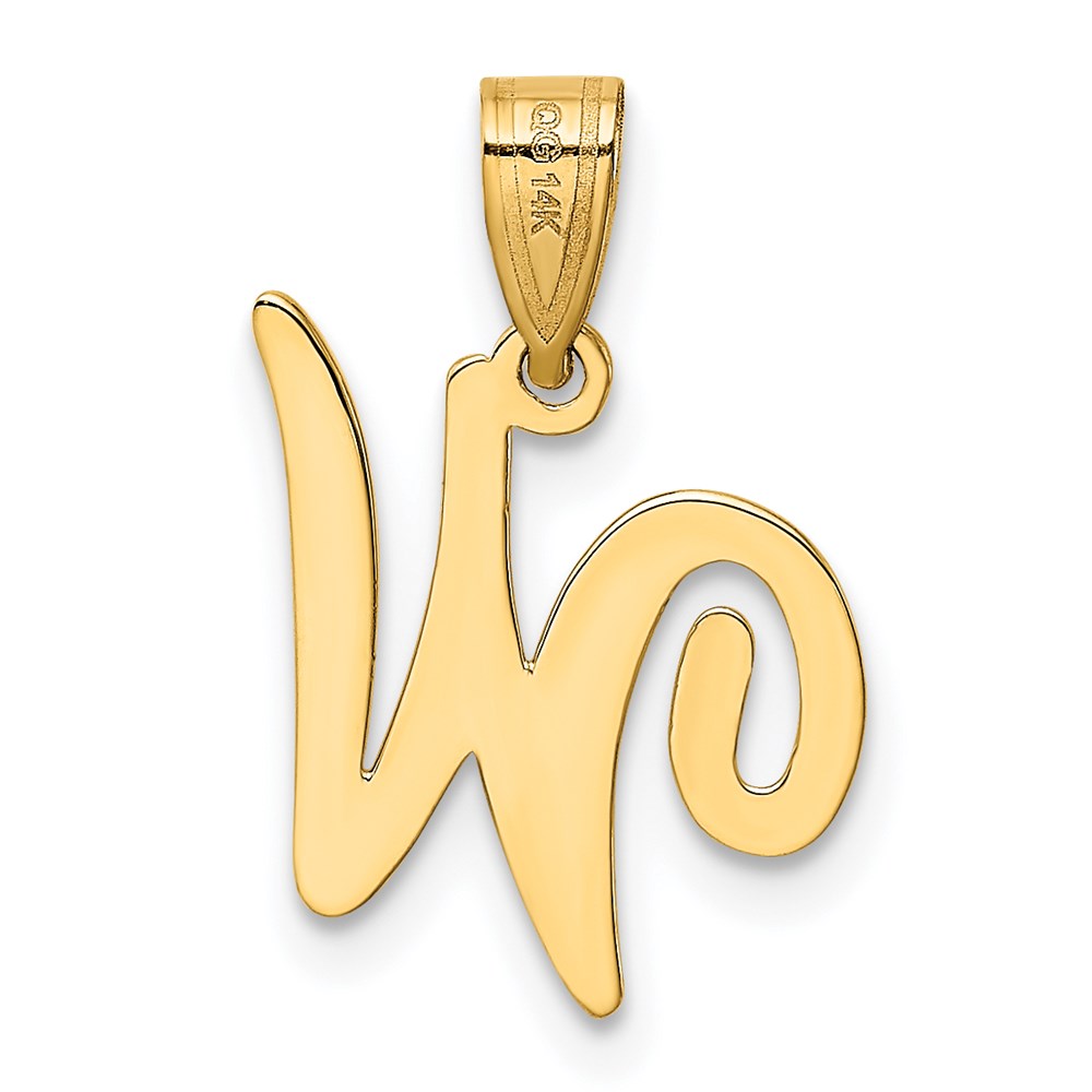 Alternate view of the 14k Yellow Gold, Mimi Collection, Small Script Initial W Pendant by The Black Bow Jewelry Co.