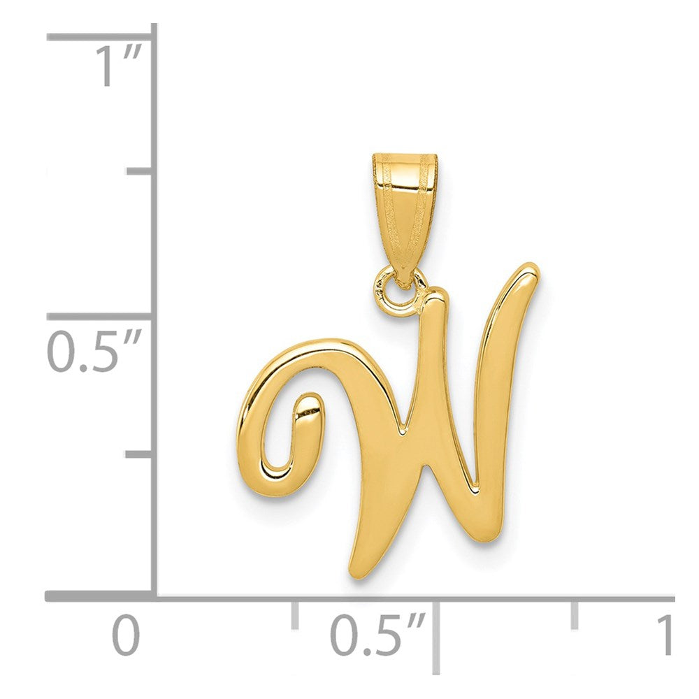 Alternate view of the 14k Yellow Gold, Mimi Collection, Small Script Initial W Pendant by The Black Bow Jewelry Co.