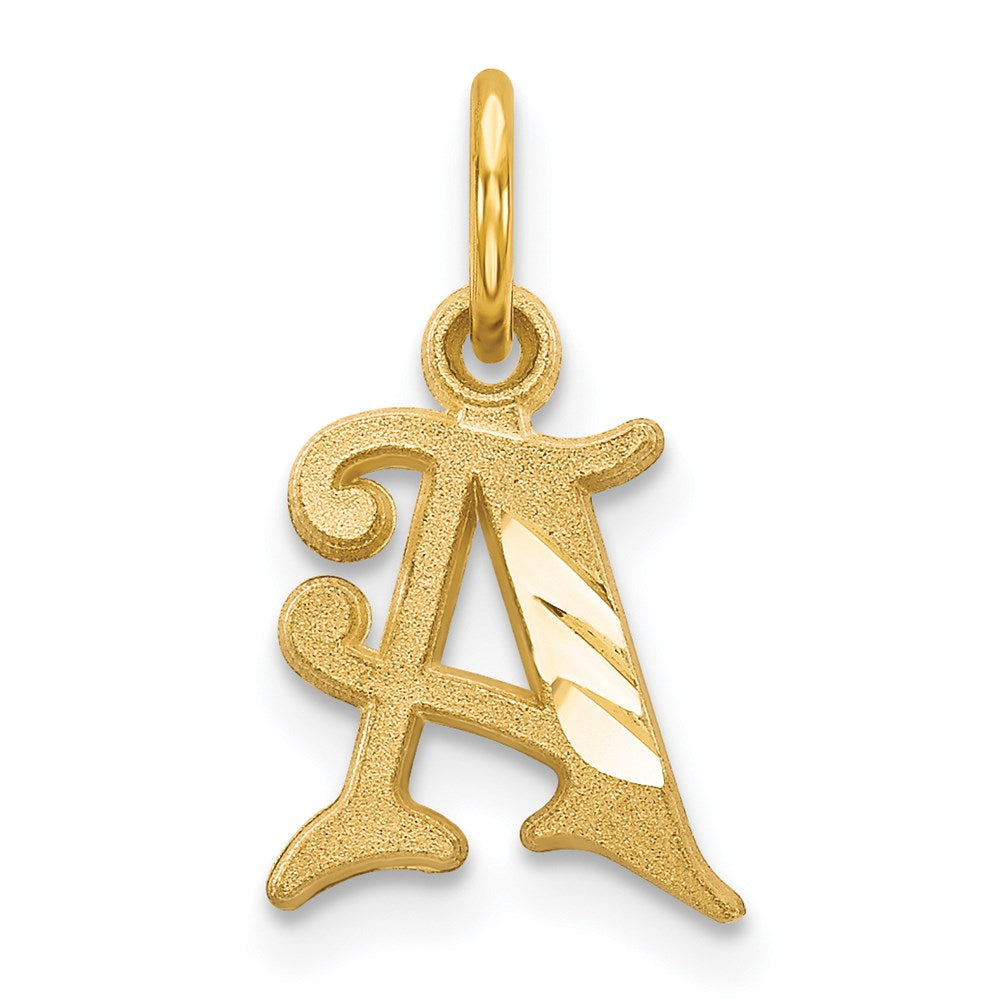 14k Yellow Gold, Isabelle Collection, Mini Letter A Initial Charm, Item P10428-A by The Black Bow Jewelry Co.