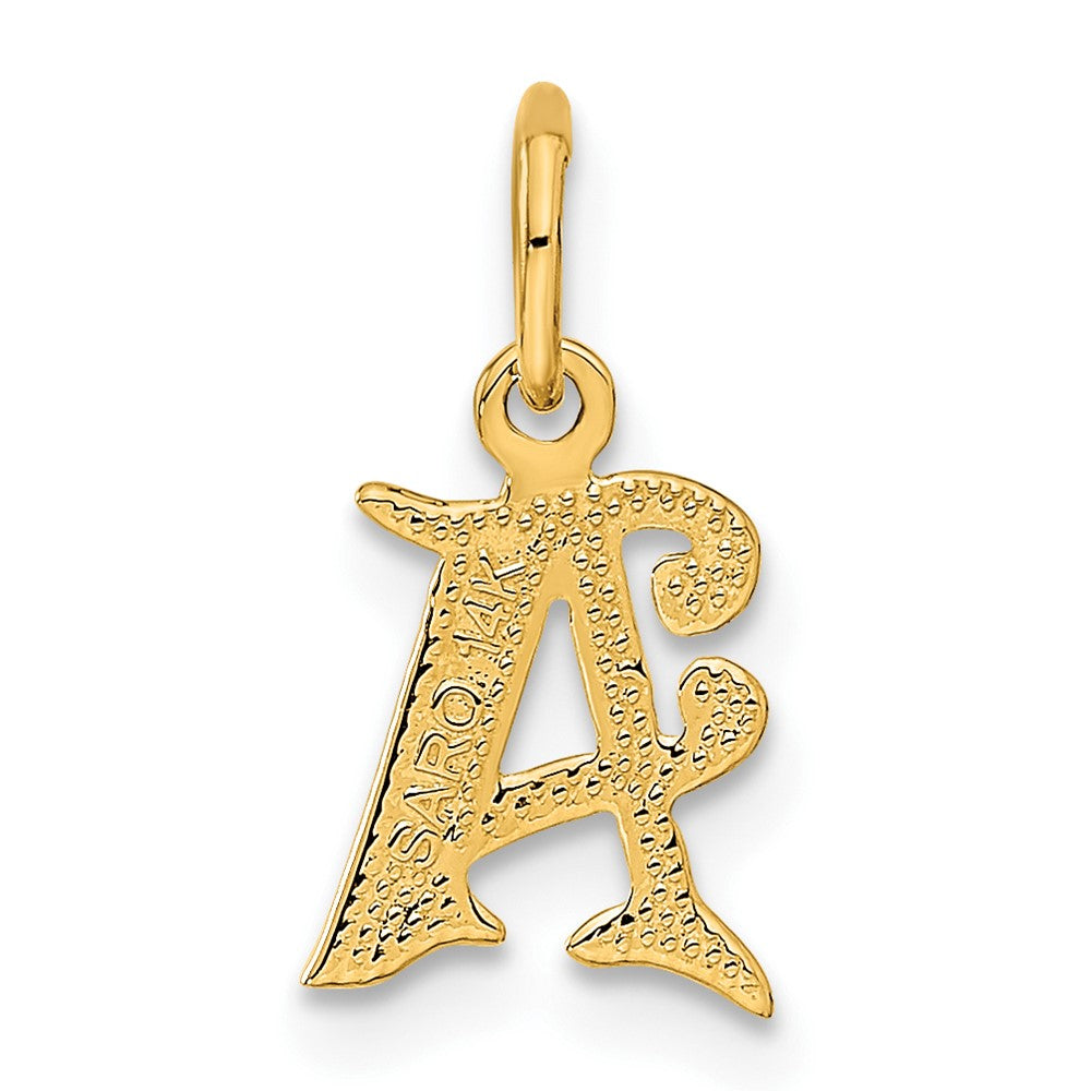 Alternate view of the 14k Yellow Gold, Isabelle Collection, Mini Letter A Initial Charm by The Black Bow Jewelry Co.