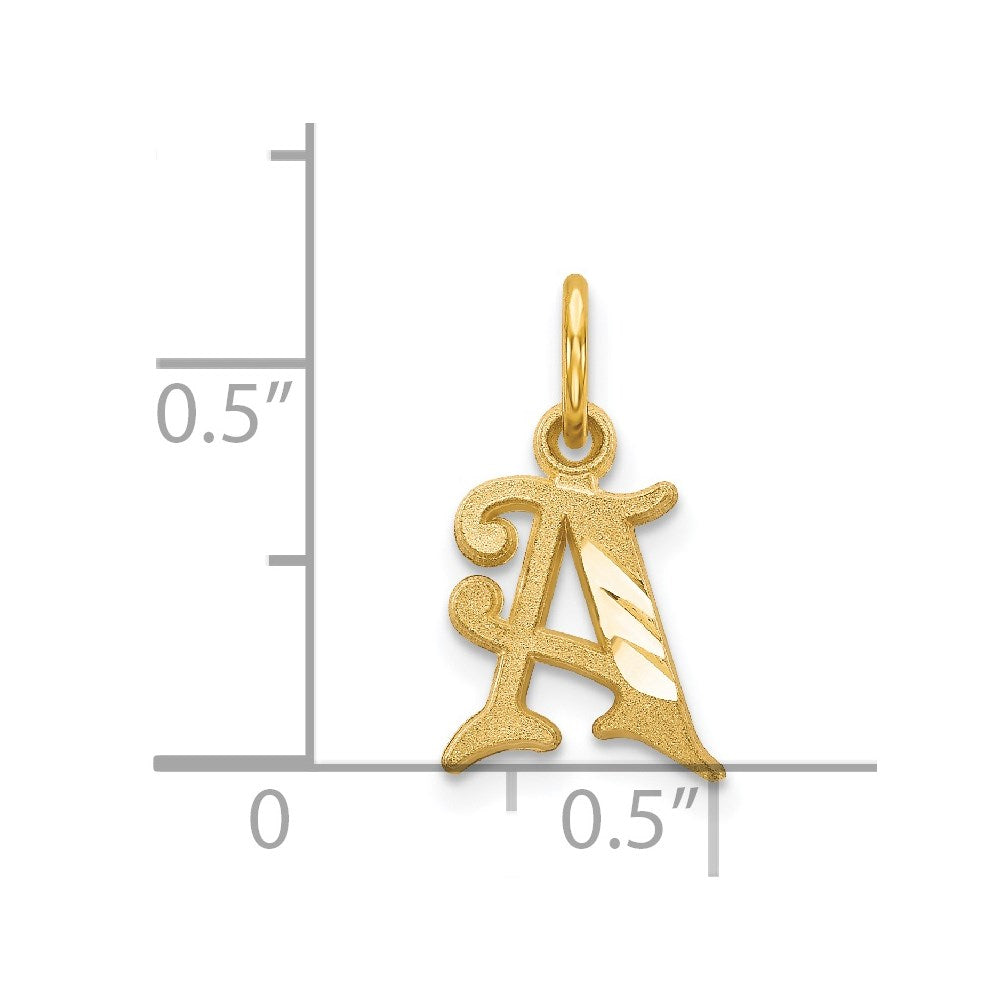 Alternate view of the 14k Yellow Gold, Isabelle Collection, Mini Letter A Initial Charm by The Black Bow Jewelry Co.