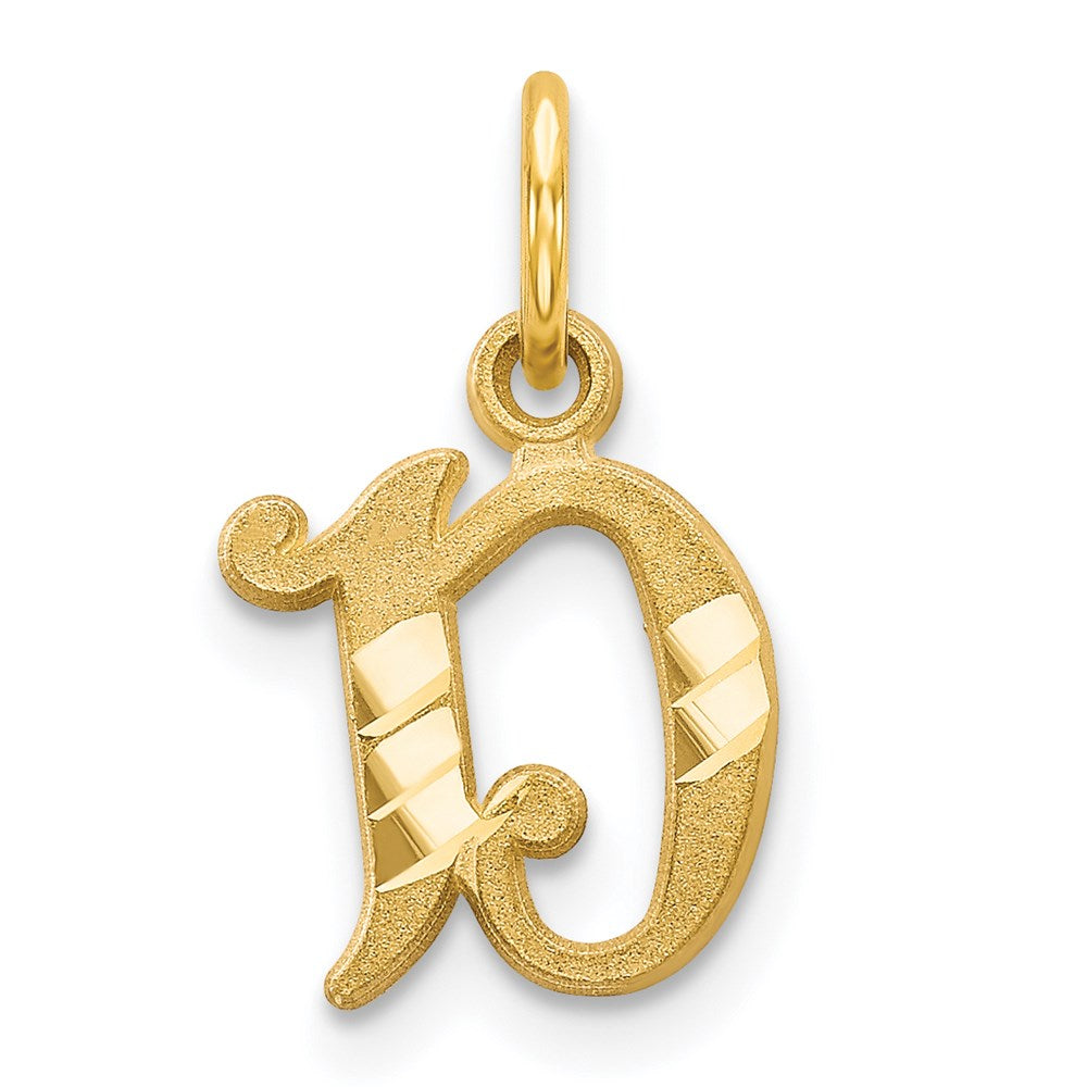 14k Yellow Gold, Isabelle Collection, Mini Letter D Initial Charm, Item P10428-D by The Black Bow Jewelry Co.