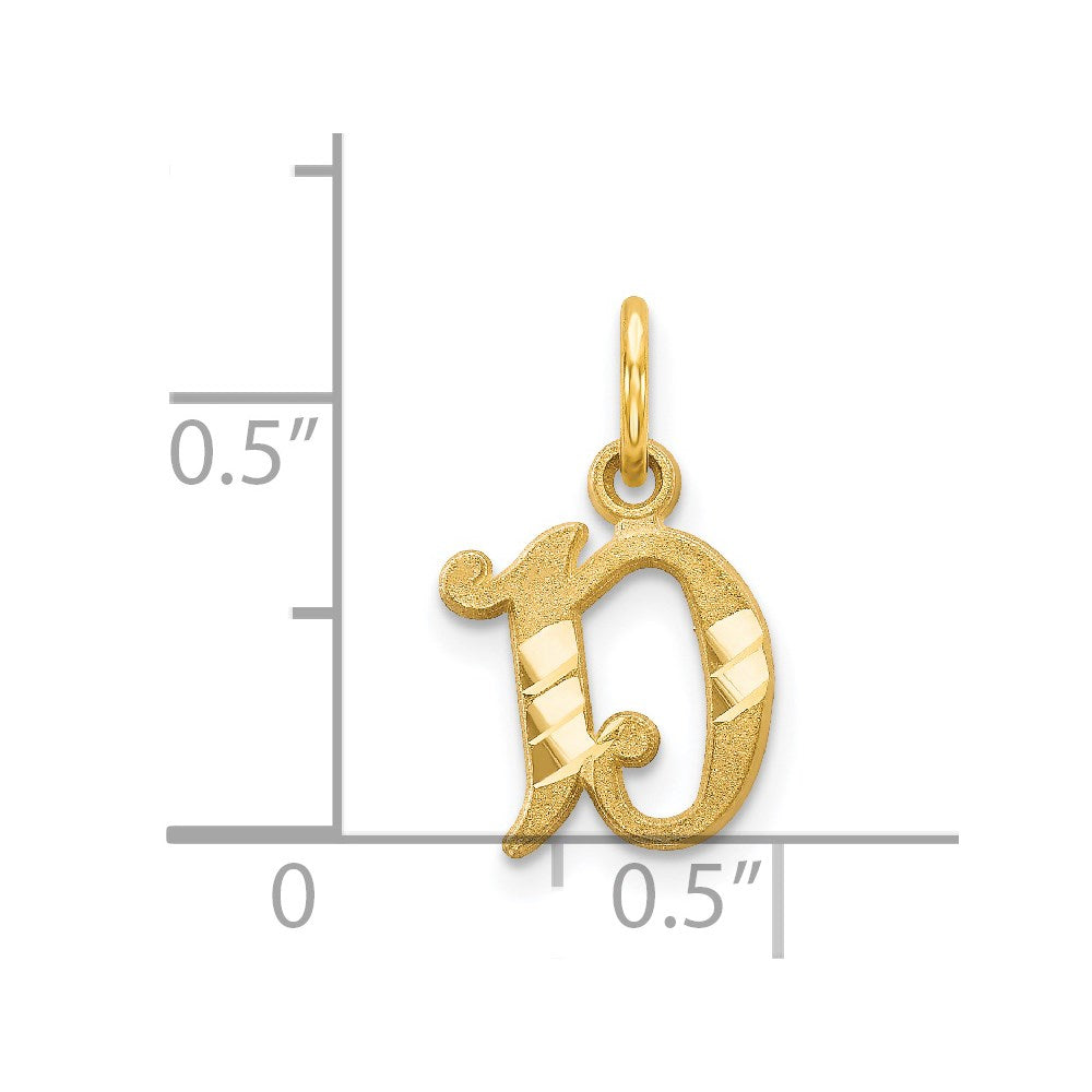 Alternate view of the 14k Yellow Gold, Isabelle Collection, Mini Letter D Initial Charm by The Black Bow Jewelry Co.