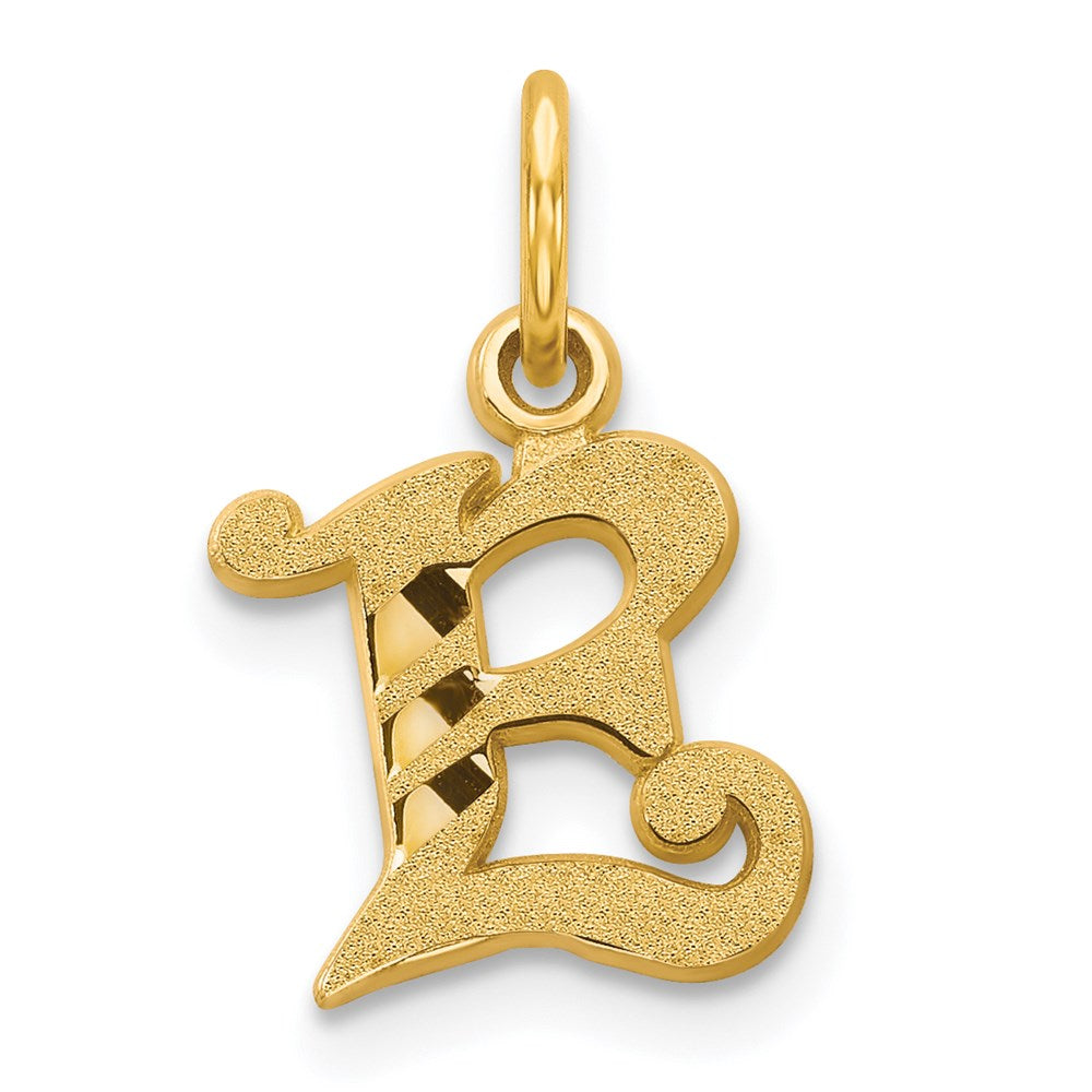 14k Yellow Gold, Isabelle Collection, Mini Letter E Initial Charm, Item P10428-E by The Black Bow Jewelry Co.
