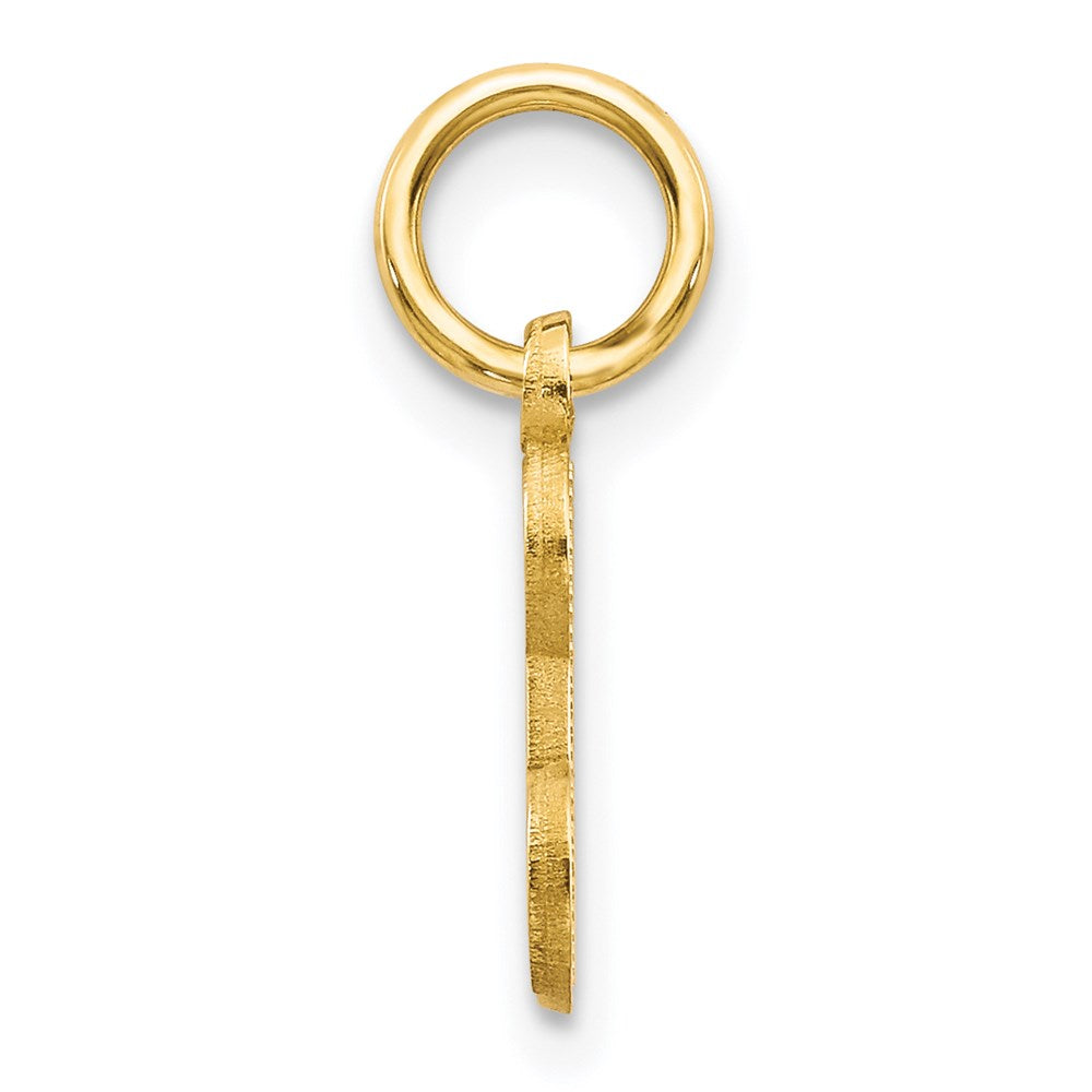 Alternate view of the 14k Yellow Gold, Isabelle Collection, Mini Letter E Initial Charm by The Black Bow Jewelry Co.