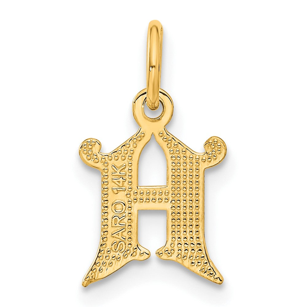 Alternate view of the 14k Yellow Gold, Isabelle Collection, Mini Letter H Initial Charm by The Black Bow Jewelry Co.