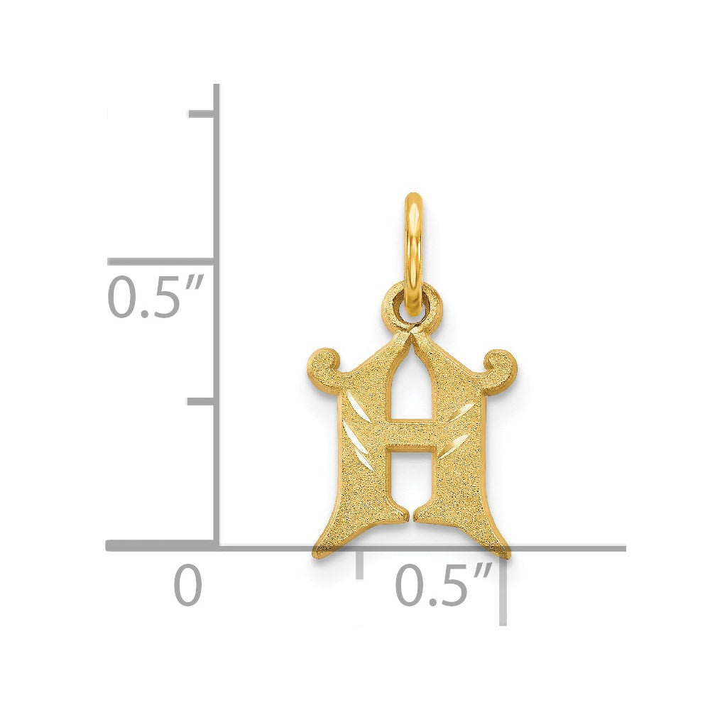 Alternate view of the 14k Yellow Gold, Isabelle Collection, Mini Letter H Initial Charm by The Black Bow Jewelry Co.