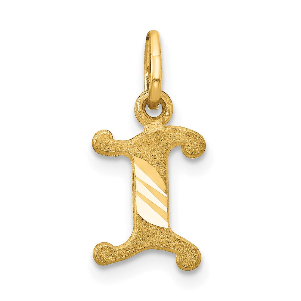 14k Yellow Gold, Isabelle Collection, Mini Letter I Initial Charm, Item P10428-I by The Black Bow Jewelry Co.