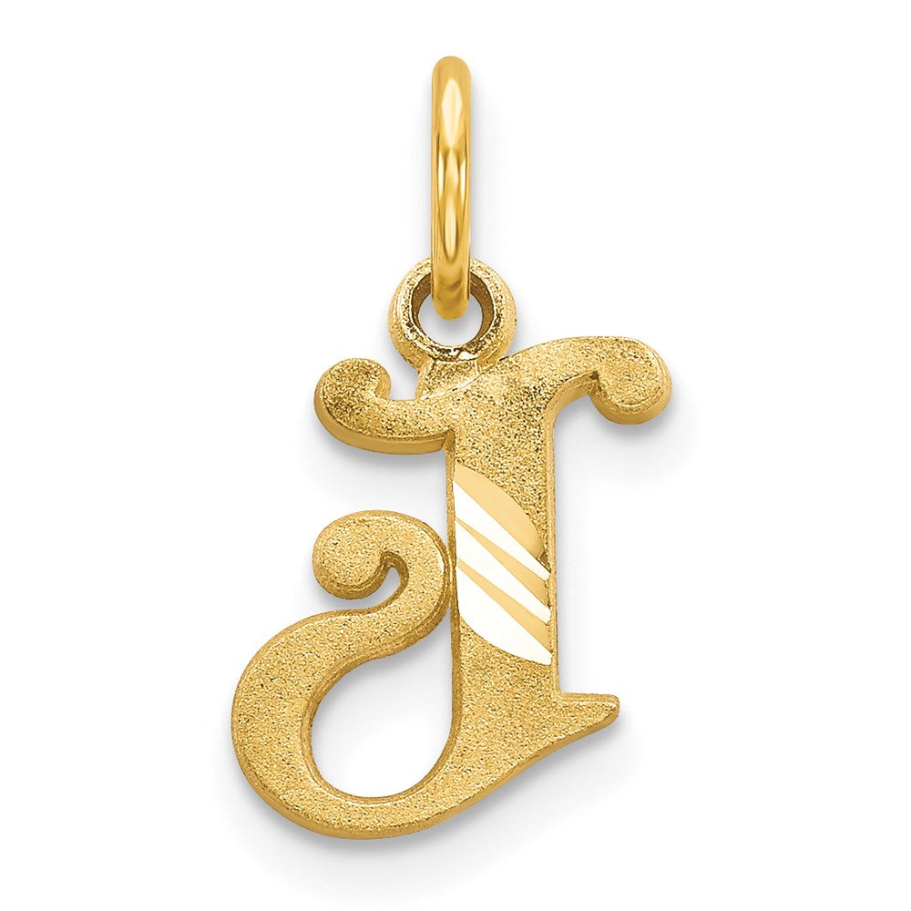 14k Yellow Gold, Isabelle Collection, Mini Letter J Initial Charm, Item P10428-J by The Black Bow Jewelry Co.
