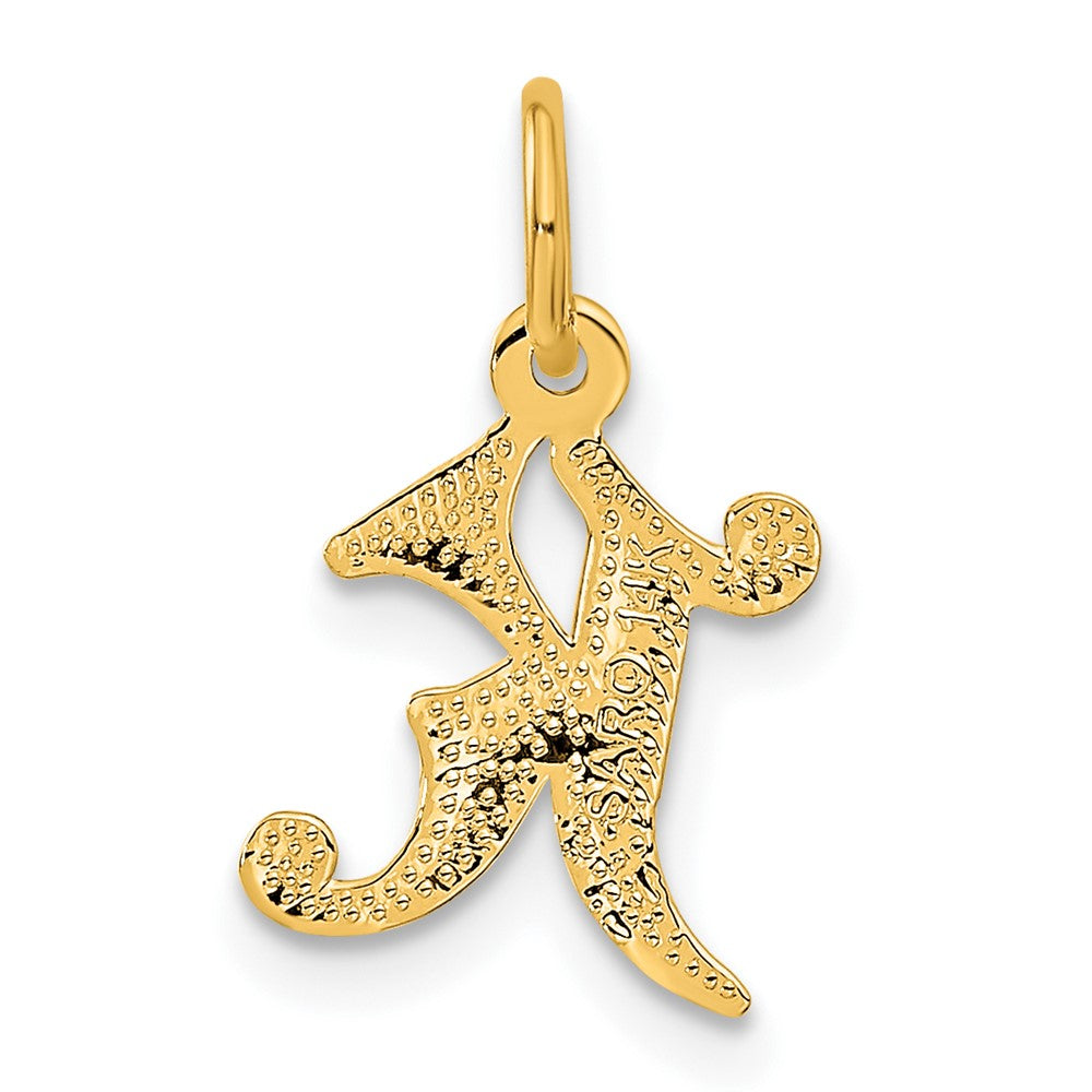 Alternate view of the 14k Yellow Gold, Isabelle Collection, Mini Letter K Initial Charm by The Black Bow Jewelry Co.