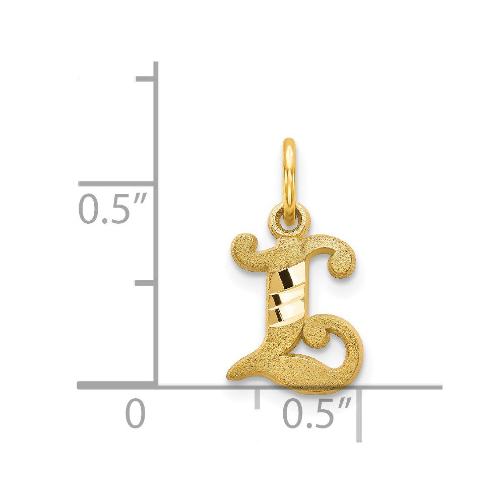 Alternate view of the 14k Yellow Gold, Isabelle Collection, Mini Letter L Initial Charm by The Black Bow Jewelry Co.