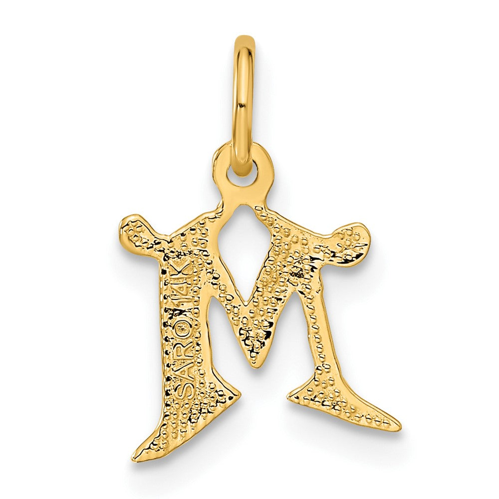 Alternate view of the 14k Yellow Gold, Isabelle Collection, Mini Letter M Initial Charm by The Black Bow Jewelry Co.