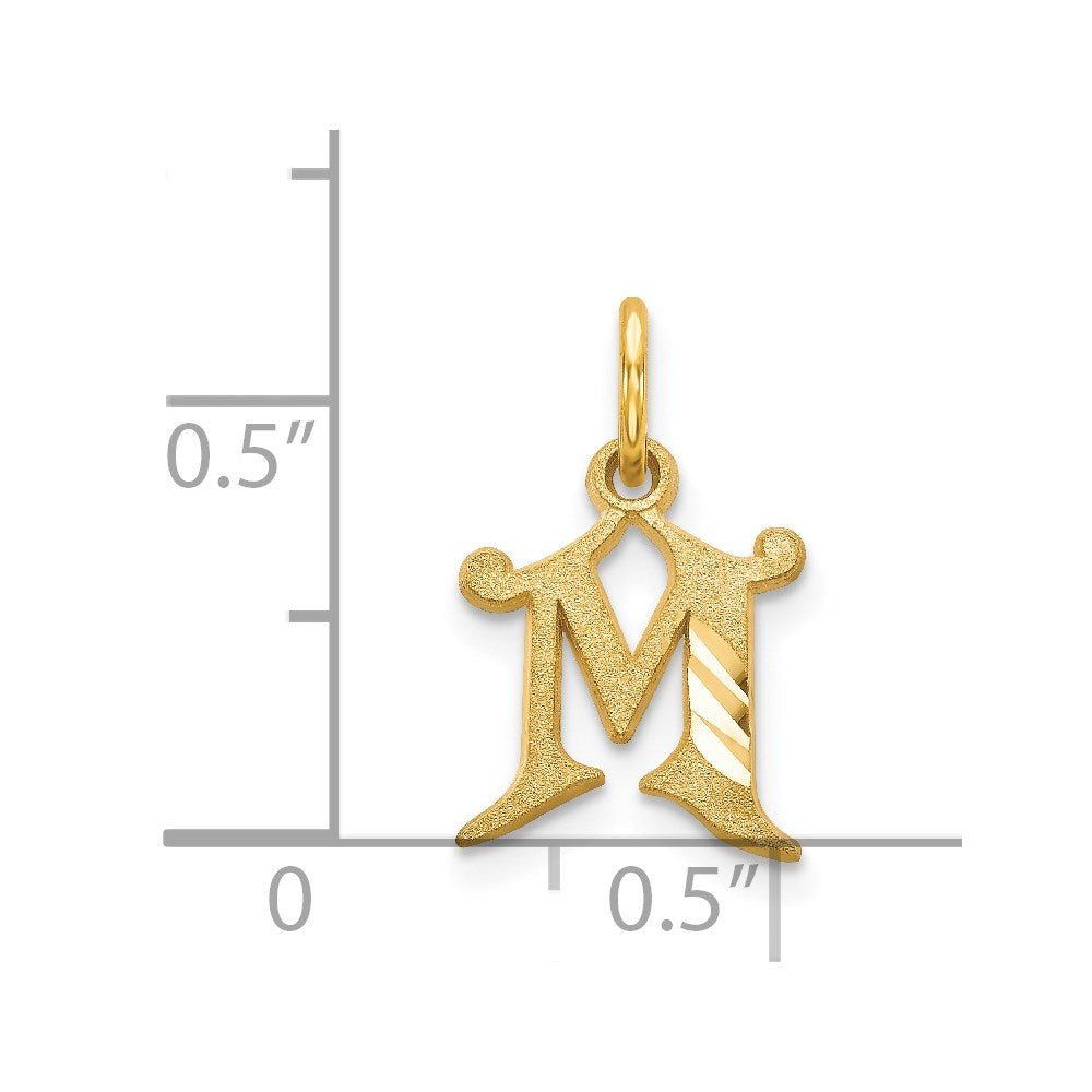 Alternate view of the 14k Yellow Gold, Isabelle Collection, Mini Letter M Initial Charm by The Black Bow Jewelry Co.