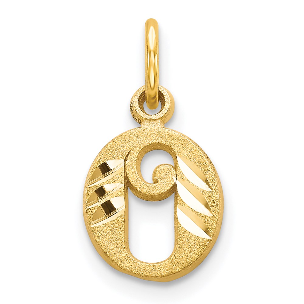 14k Yellow Gold, Isabelle Collection, Mini Letter O Initial Charm, Item P10428-O by The Black Bow Jewelry Co.