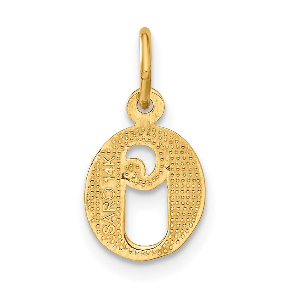 Alternate view of the 14k Yellow Gold, Isabelle Collection, Mini Letter O Initial Charm by The Black Bow Jewelry Co.