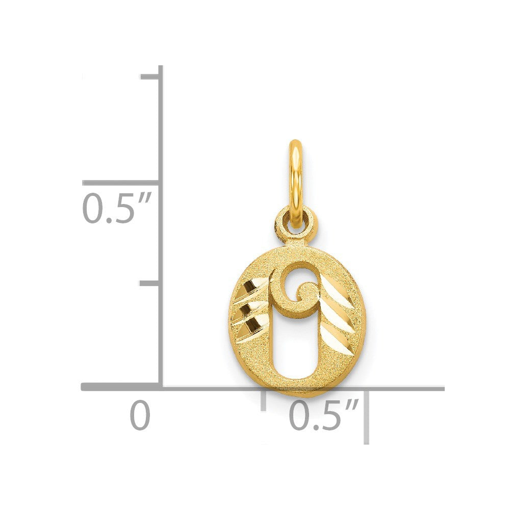 Alternate view of the 14k Yellow Gold, Isabelle Collection, Mini Letter O Initial Charm by The Black Bow Jewelry Co.