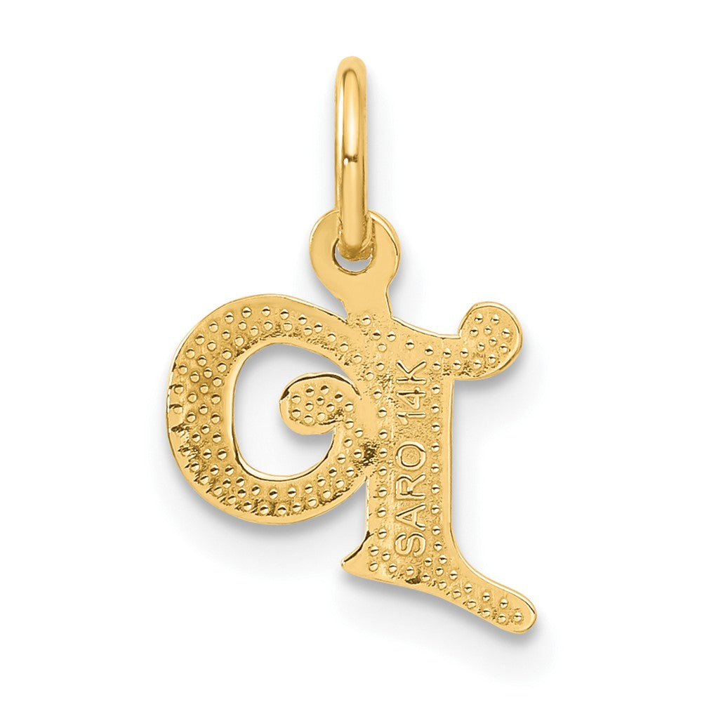 Alternate view of the 14k Yellow Gold, Isabelle Collection, Mini Letter P Initial Charm by The Black Bow Jewelry Co.